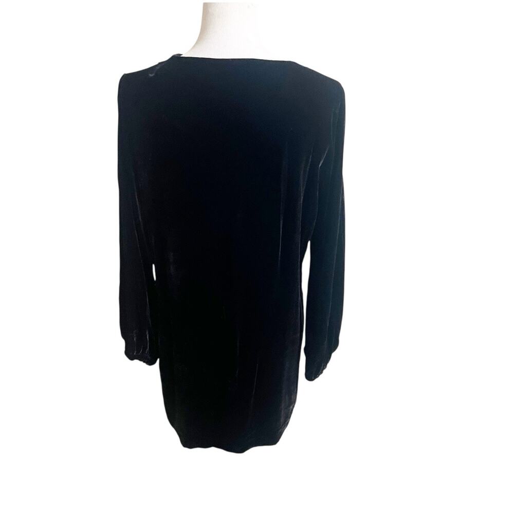 Zara Woman Embroidered Velvet Tunic Kaftan Size Large Black Bohemian Long Sleeve - Picture 6 of 9